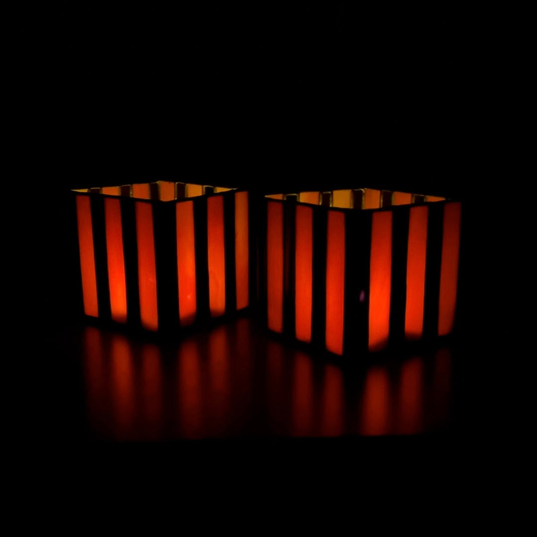 Pottsfield Candle Holder in Pumpkin & Midnight